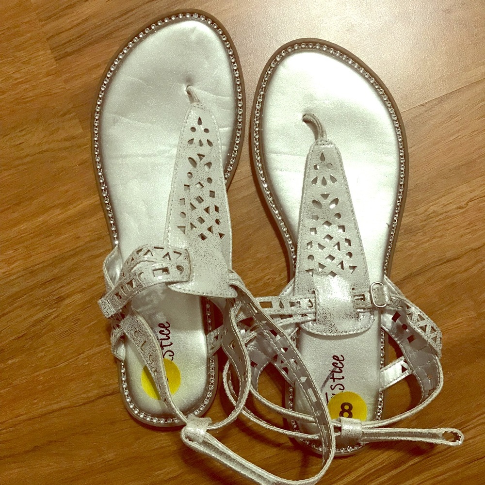 Justice silver cutout design sandals